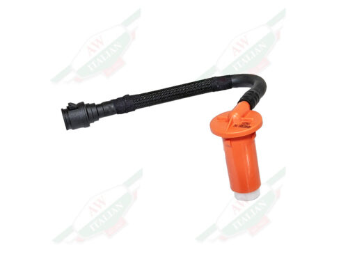 orange plastic cylinder with black hose attached