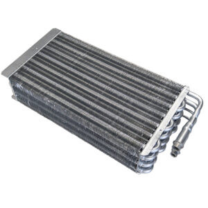silver metal rectangle with tubes and fins