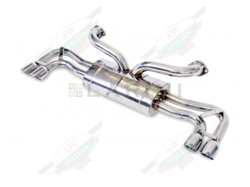 silver metal muffler with 4 tips