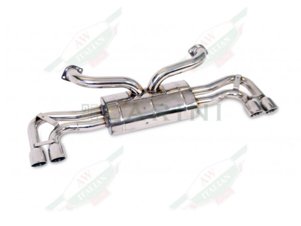 silver metal muffler with 4 tips