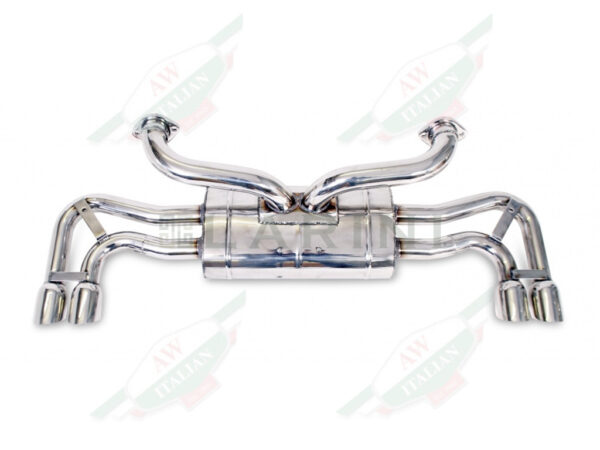 silver metal muffler with 4 tips