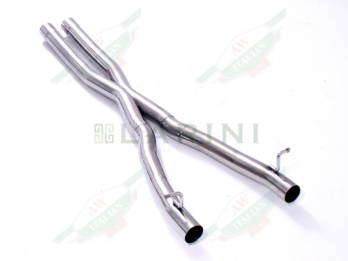 silver exhaust pipes X shape