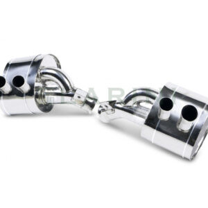 silver metal mufflers with 4 tips