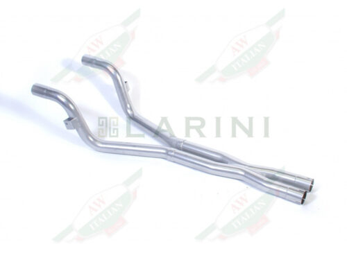 silver exhaust pipes X shape