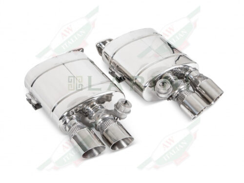 silver metal mufflers with 4 tips