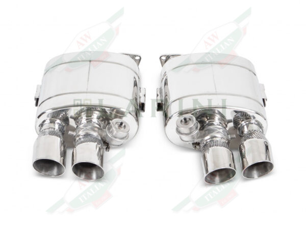 silver metal mufflers with 4 tips