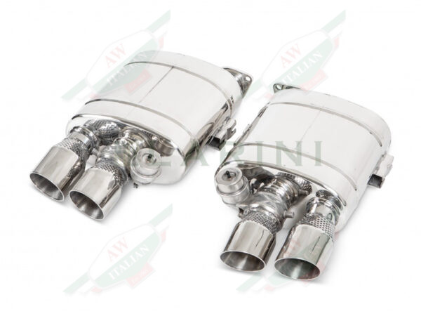 silver metal mufflers with 4 tips