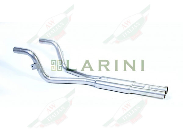 silver exhaust pipes X shape