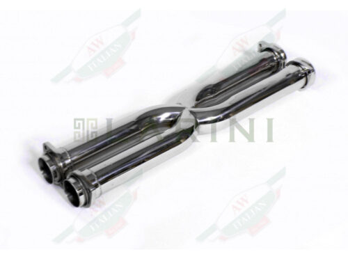 silver exhaust pipes X shape