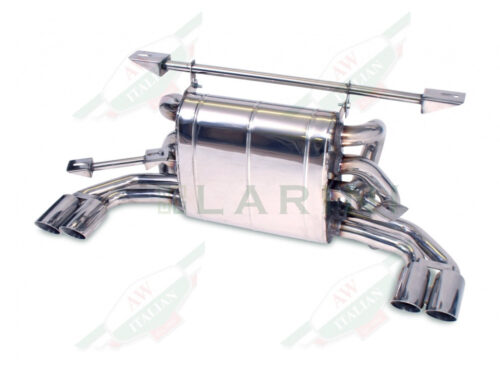 silver metal muffler with 4 tips
