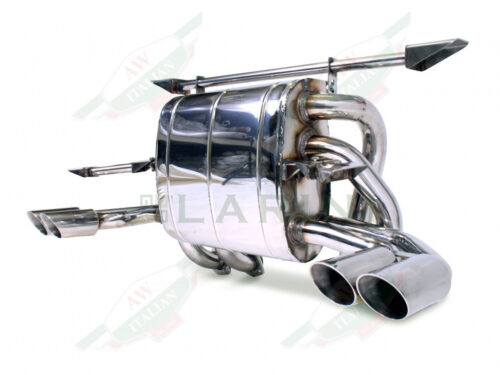 silver metal muffler with 4 tips