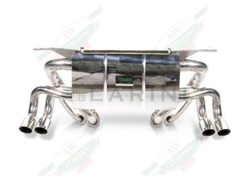 silver metal muffler with 4 tips