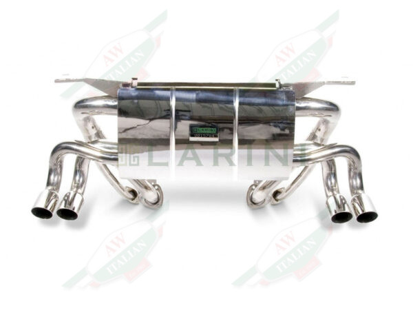 silver metal muffler with 4 tips