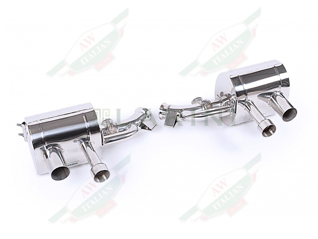 silver metal mufflers with 4 tips