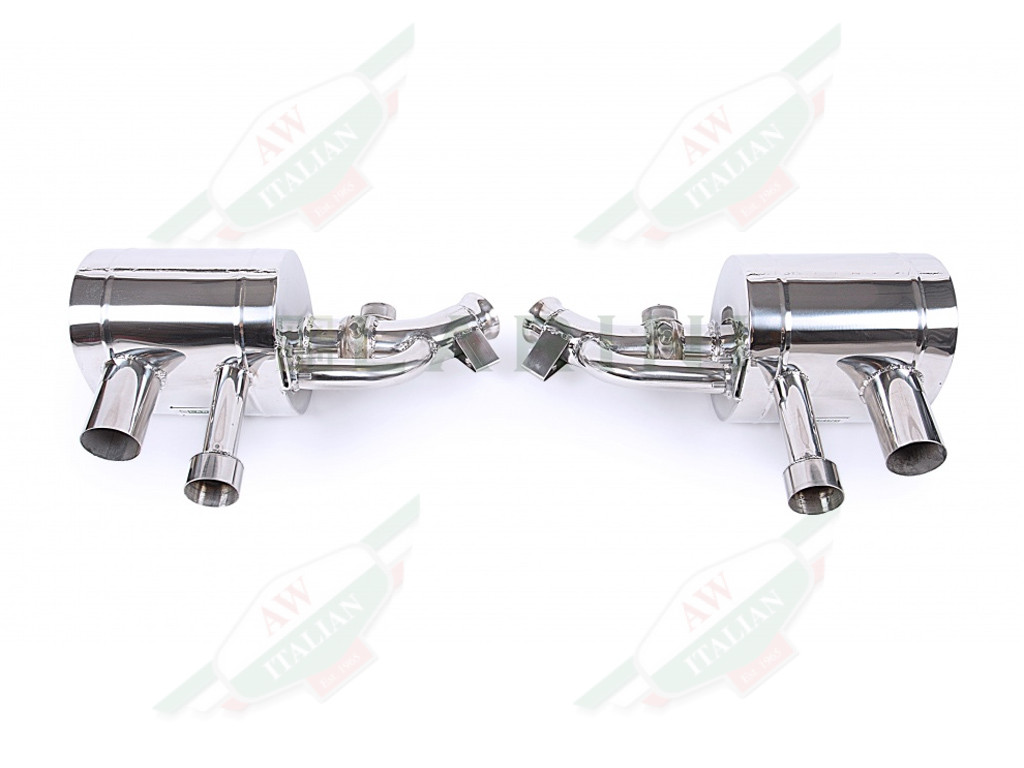 silver metal mufflers with 4 tips