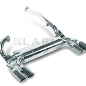 silver metal muffler with 4 tips