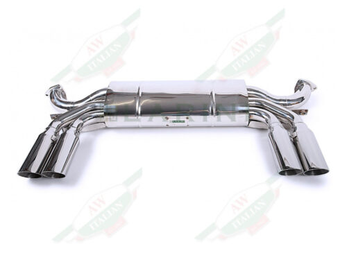 silver metal muffler with 4 tips