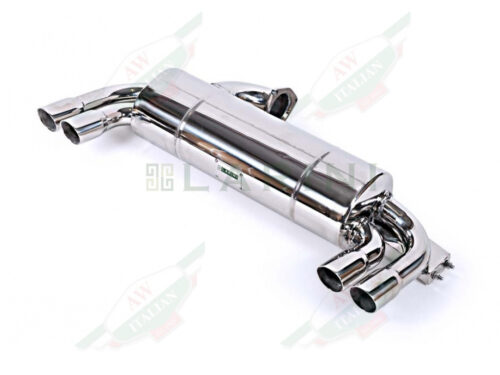 silver metal muffler with 4 tips