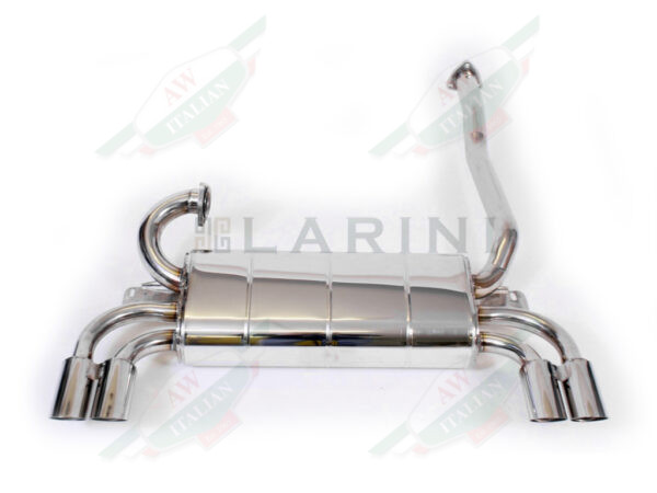 silver metal muffler with 4 tips