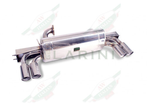 silver metal muffler with 4 tips