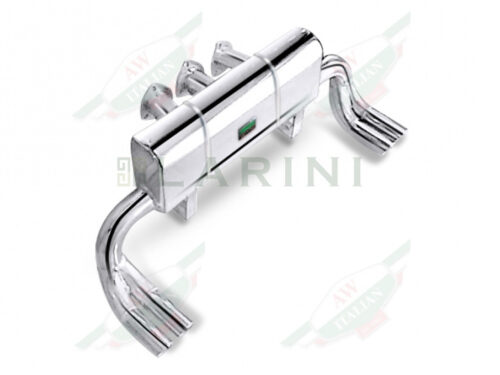 silver metal muffler with 4 tips