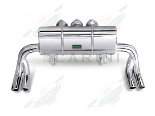 silver metal muffler with 4 tips