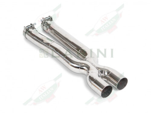 silver exhaust pipes X shape