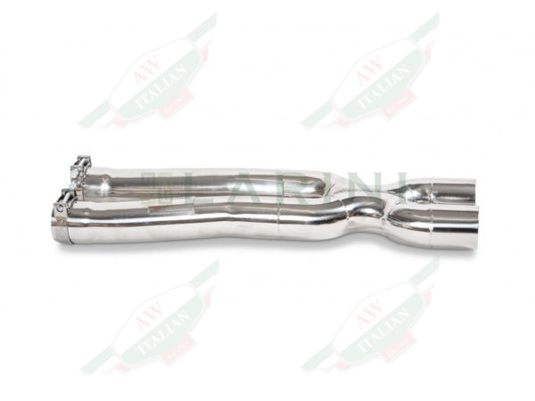 silver exhaust pipes X shape