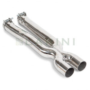 silver exhaust pipes X shape