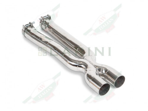 silver exhaust pipes X shape