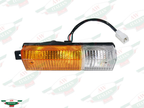 orange and clear rectangular light with black wire