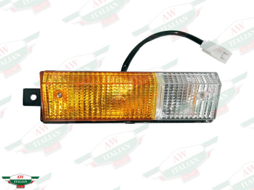 orange and clear rectangular light with black wire