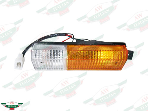 orange and clear rectangular light with black wire