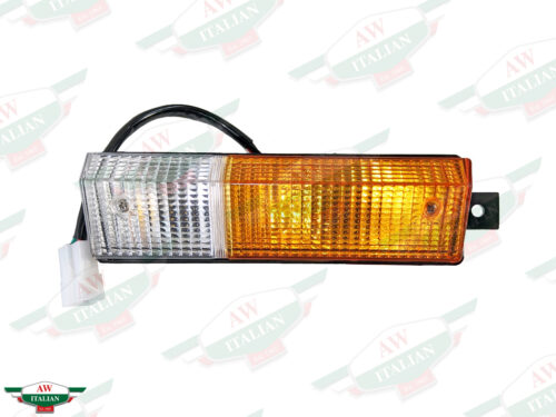 orange and clear rectangular light with black wire