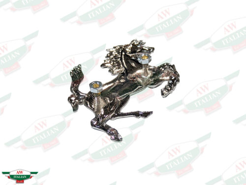 chrome ferrari horse emblem