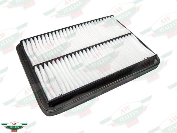 black rectangle air filter with white pleated center