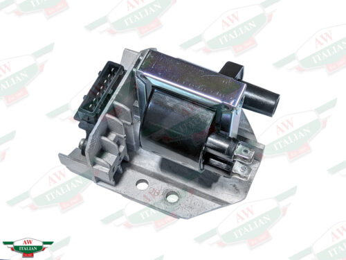 black ignition coil on metal bracket