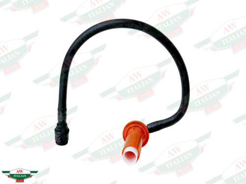black rubber hose with orange plastic cylinder on end