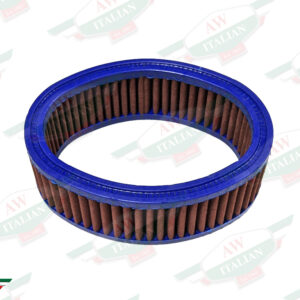 round air filter with blue edges and reddish middle