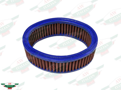 round air filter with blue edges and reddish middle