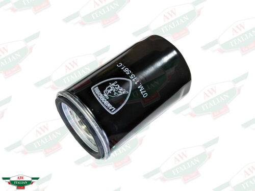 black oil filter with lamborghini bull logo