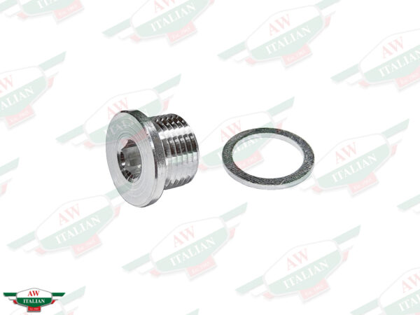 silver threaded plug with washer
