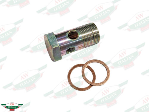 threaded banjo bolt with holes and 2 copper washers