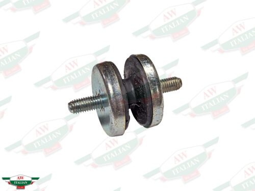 silver and black rubber mount with threaded studs on each end