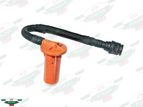 orange plastic cylinder with black hose attached