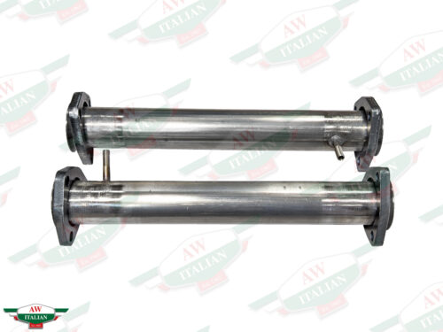 two silver shiny exhaust pipes