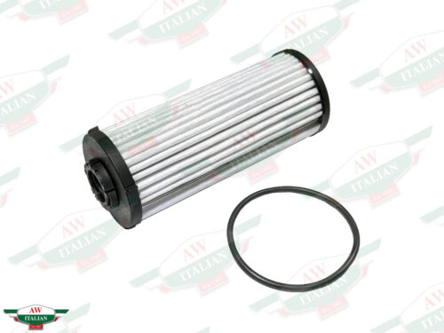 white cylinder oil filter with black ends and black ring