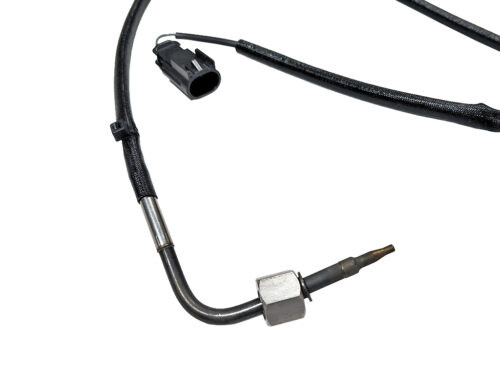 black wire coiled up in a circle with plastic connector and right angle rod