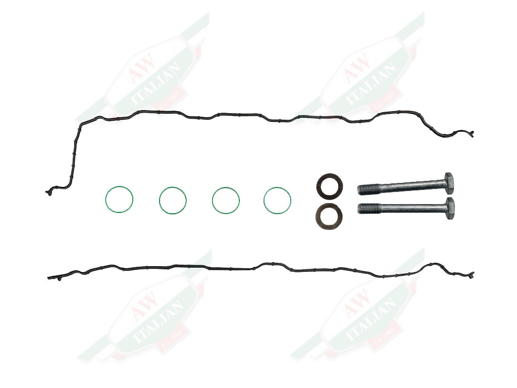 2 black lines with 4 green circles 2 black circles and 2 bolts