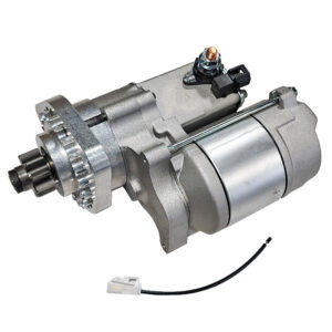 grey metal starter with black wire